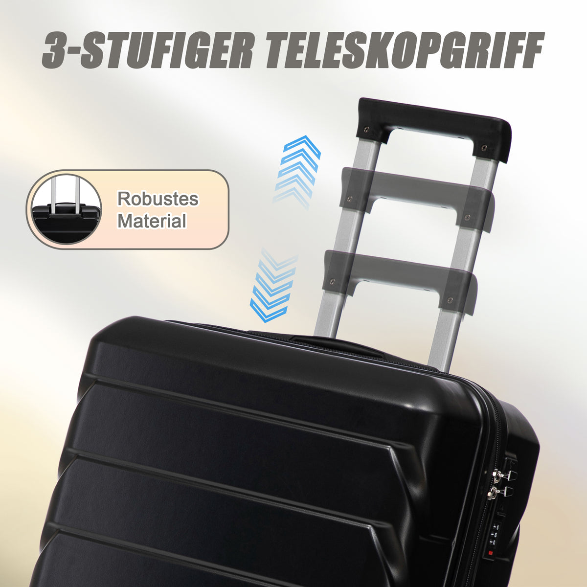 4-teiliges ABS-Kofferset 14/19/24/28 Zoll – Schwarz
