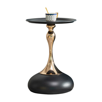 Runder Beistelltisch 38 cm in Schwarz-Gold mit Metallbasis