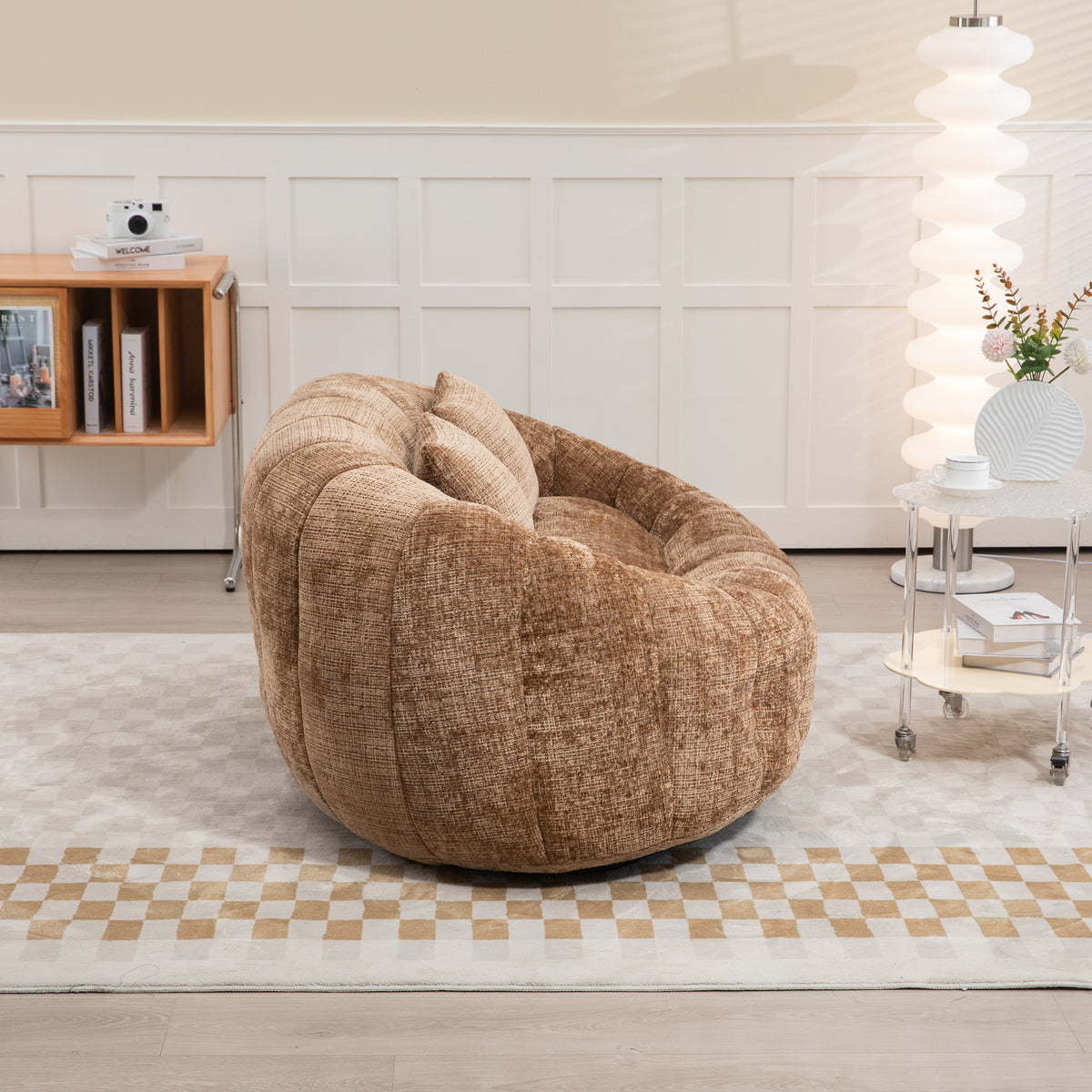 Sitzsacksofa aus Chenille, Relaxsessel mit hoher Rückenlehne, weich und komfortabel, kaffeebraun