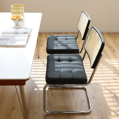 2er-Set Esszimmerstühle aus Kunstleder mit Chrombeinen, moderne Stühle im Mid-Century-Stil für Esszimmer, Wohnzimmer und Küche