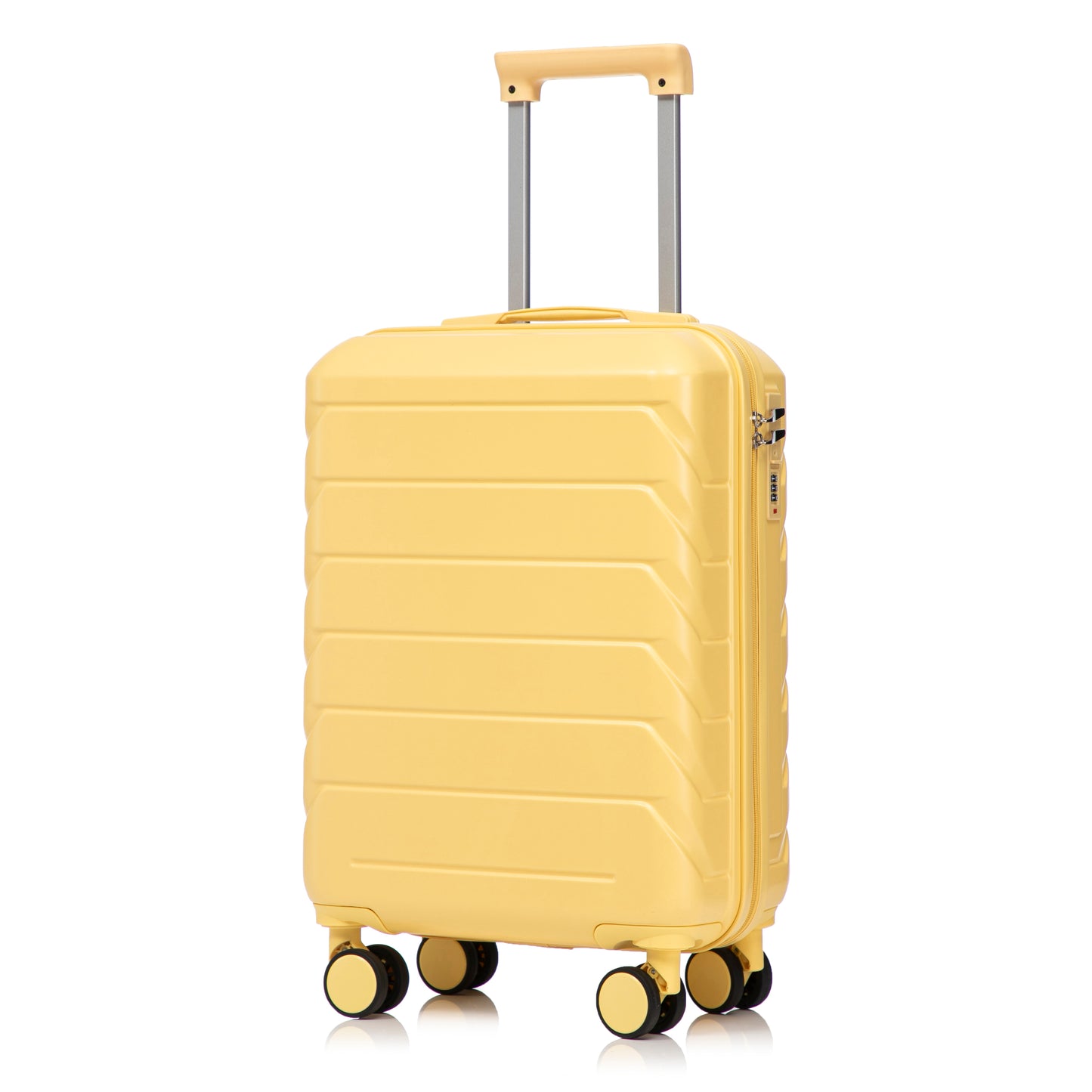 14/19 Zoll 2-teiliges ABS-Kofferset mit Zahlenschloss und 14-Zoll-Kosmetiktasche, Gelb
