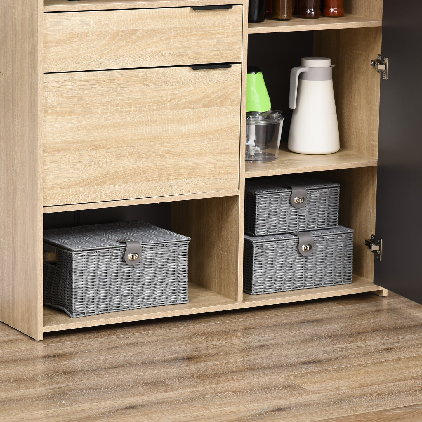 3er-Set Aufbewahrungskörbe Aus PE- Rattan, Mit Verschluss, Tragegriffen, 35,5 Cm X 28,5 Cm X 18 Cm, Grau