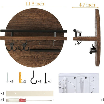Wandmontierter runder Schlüsselhalter aus Holz