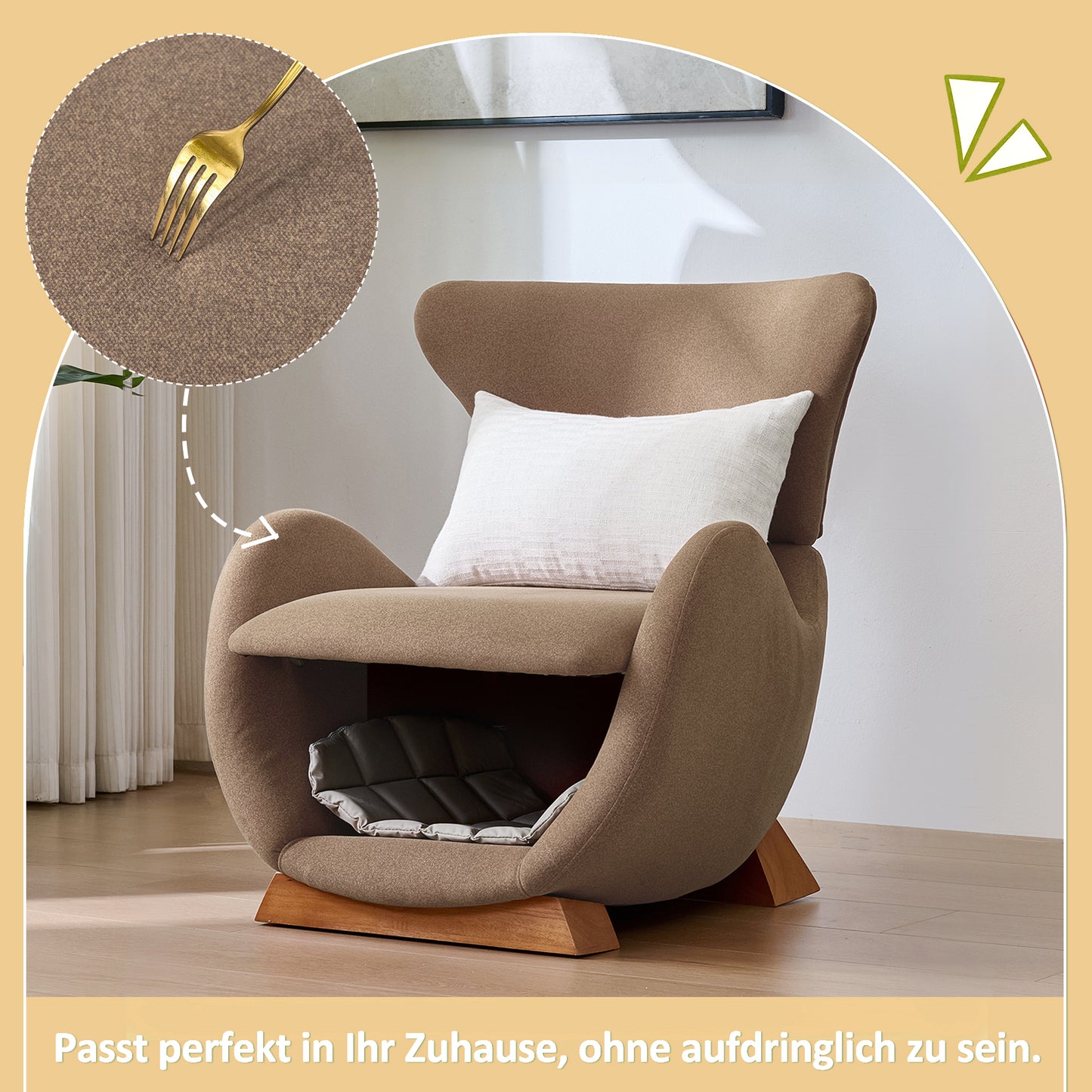 Designer-Loungesessel in Walhai-Optik mit Haustierhöhle, Braun