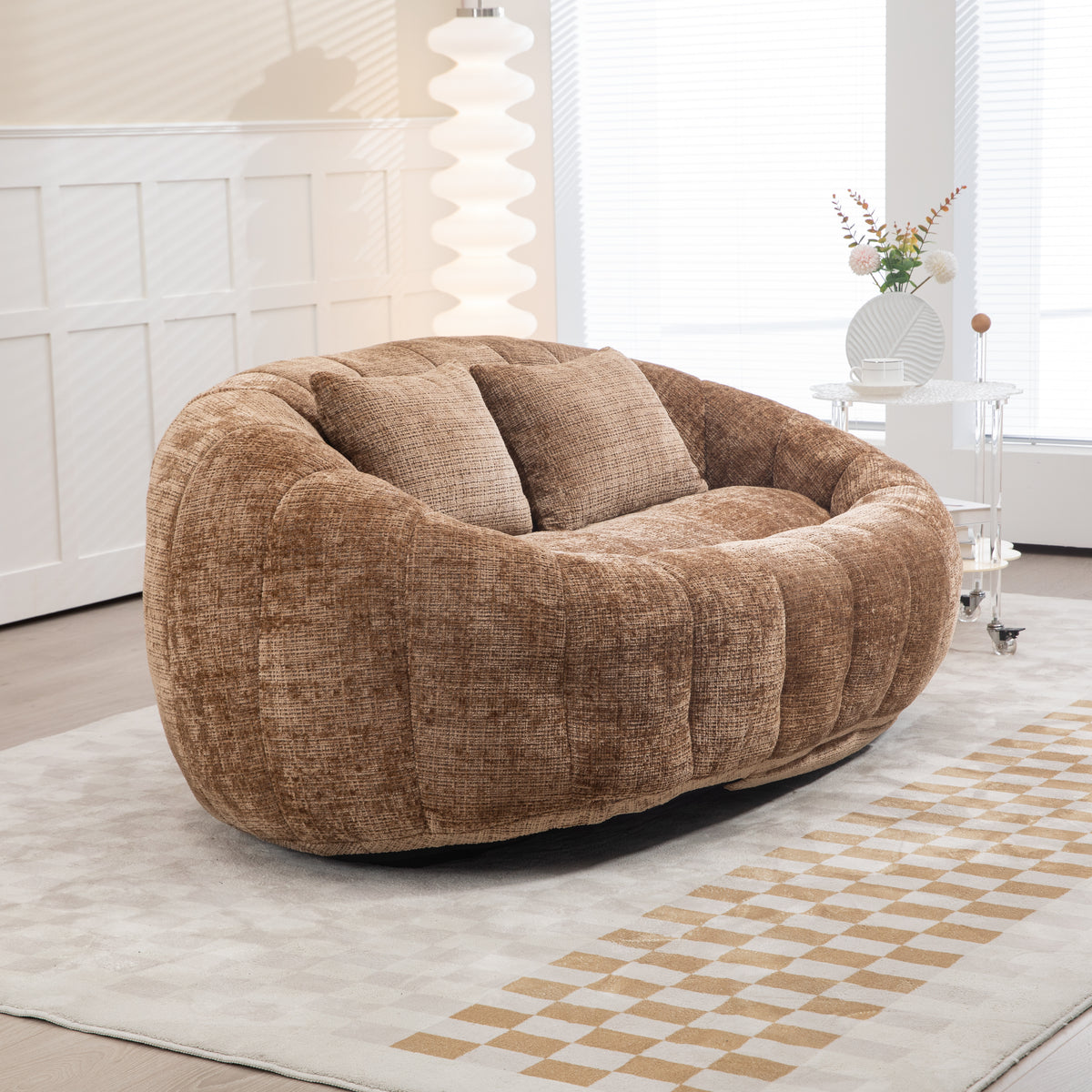 Sitzsacksofa aus Chenille, Relaxsessel mit hoher Rückenlehne, weich und komfortabel, kaffeebraun