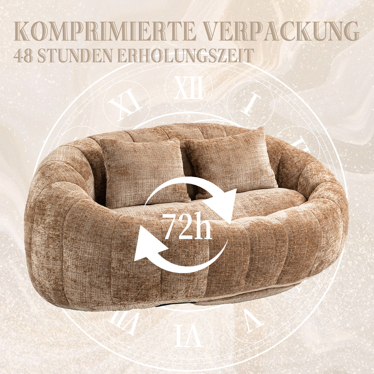 Sitzsacksofa aus Chenille, Relaxsessel mit hoher Rückenlehne, weich und komfortabel, kaffeebraun