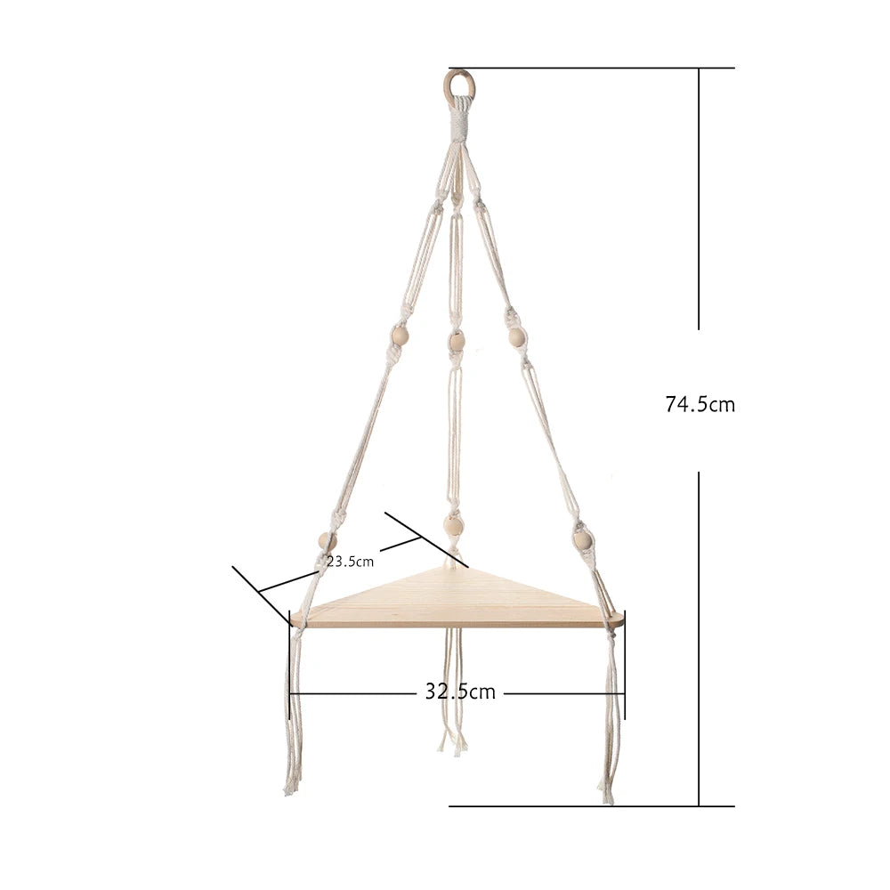 Makramee-Wandregale Boho Heimdeko – Holz & Spitze