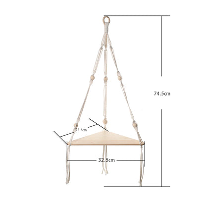 Makramee-Wandregale Boho Heimdeko – Holz & Spitze