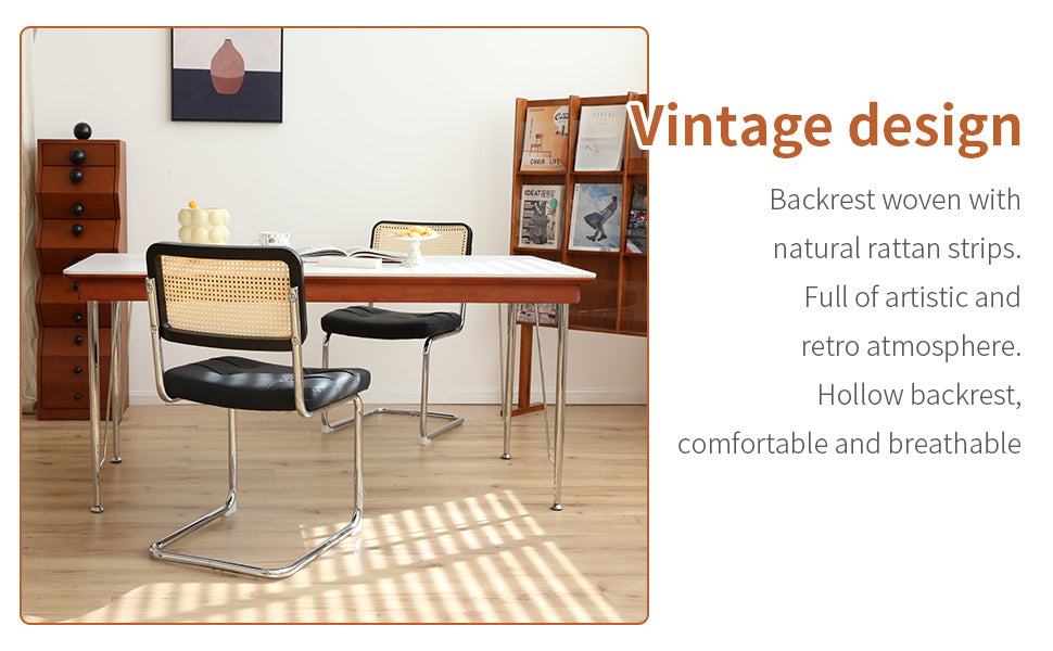 2er-Set Esszimmerstühle aus Kunstleder mit Chrombeinen, moderne Stühle im Mid-Century-Stil für Esszimmer, Wohnzimmer und Küche