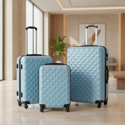 Hartschalen-Trolley-Set 3-teilig aus ABS – 4 Rollen 360° | S/M/L | 7 Farben | Koffer-Set für Reise & Urlaub