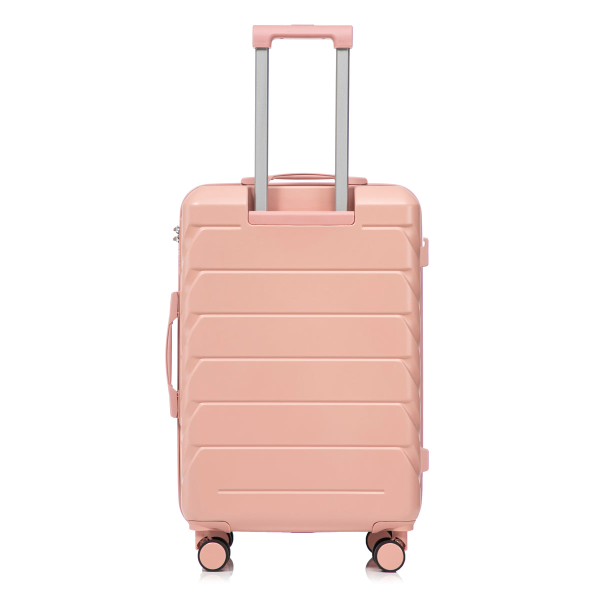 4-teiliges ABS-Spinner-Kofferset 14/19/24/28 Zoll in Rosa – Zahlenschloss, Seitengriffe und Kosmetikkoffer
