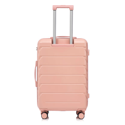 4-teiliges ABS-Spinner-Kofferset 14/19/24/28 Zoll in Rosa – Zahlenschloss, Seitengriffe und Kosmetikkoffer