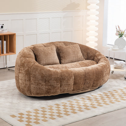Sitzsacksofa aus Chenille, Relaxsessel mit hoher Rückenlehne, weich und komfortabel, kaffeebraun