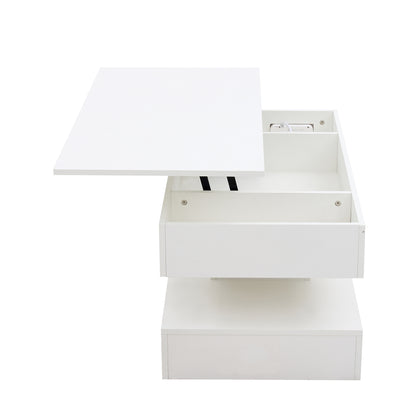Moderner Couchtisch mit LED-Beleuchtung und verborgenem Stauraum – Beistelltisch mit hydraulischem Hub, 100 × 50 × 42 cm, 50 kg Traglast