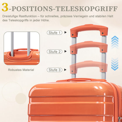 2-teiliges PC-Kofferset 14 Zoll & 20 Zoll mit Zahlenschloss und Kosmetikkoffer – Rot