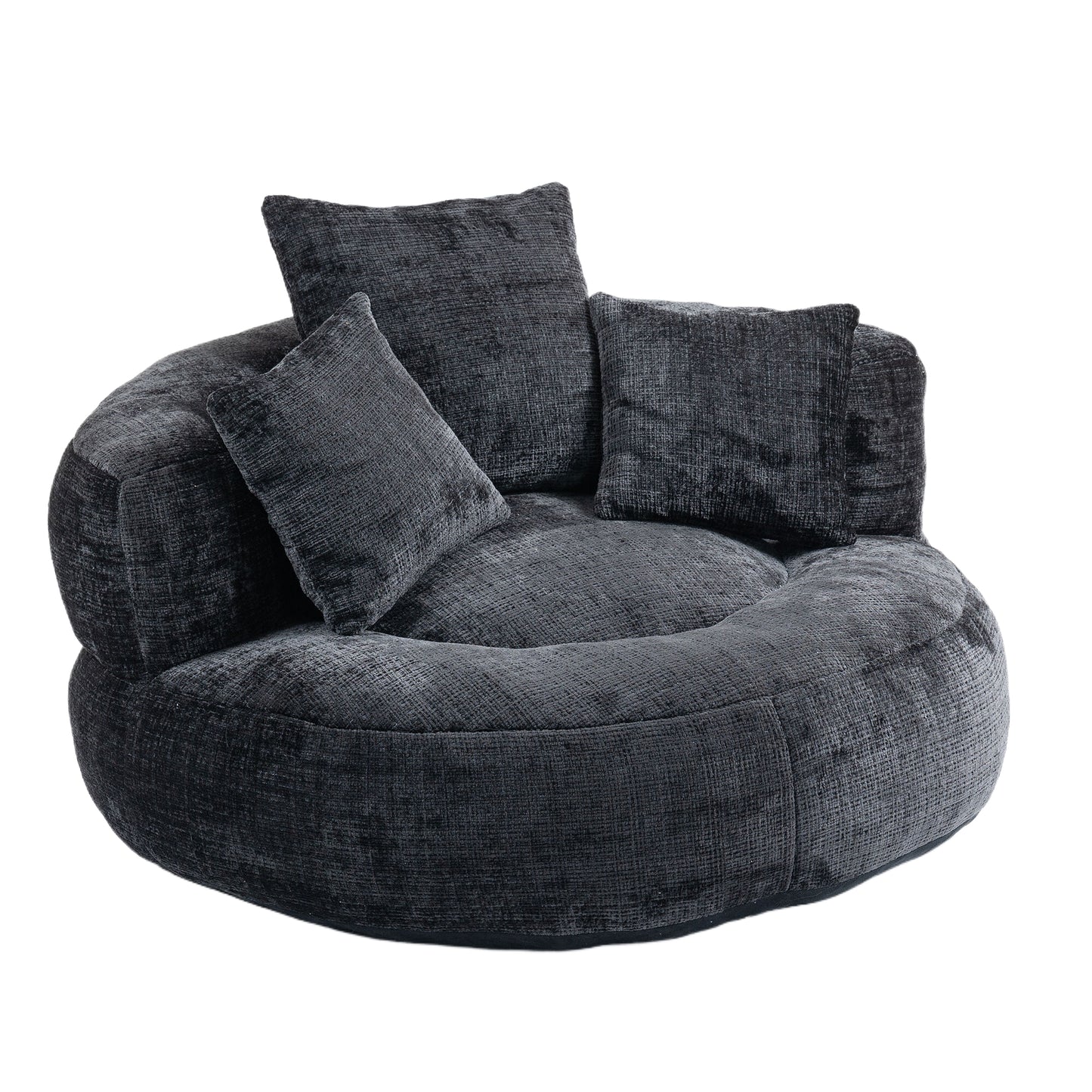 Lazy Sofa – Komfort-Lounger mit hoher Rückenlehne, Bean-Bag-Sessel mit drei Kissen für Erwachsene und Kinder, In- & Outdoor, Gaming-Sessel für Schlafzimmer und Büro (Schwarz, Chenille)