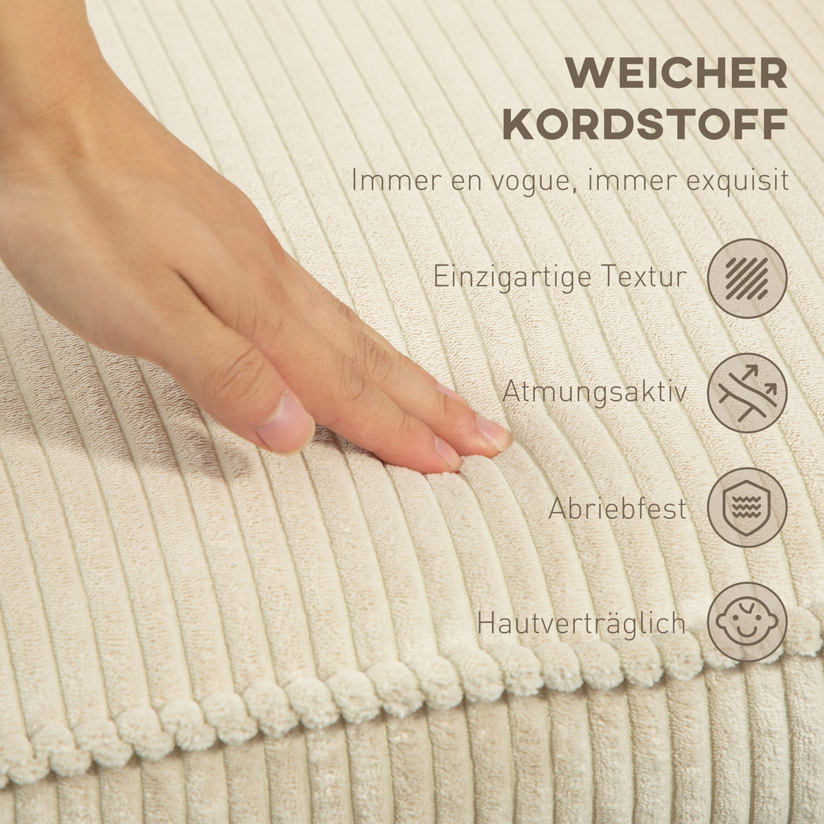 Drehbarer Relaxsessel mit Fußhocker in Beige für Wohnzimmer, Schlafzimmer und Homeoffice