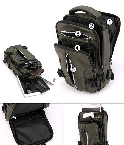 Multifunktionaler Herren-Rucksack – Umhänge- & Brusttasche