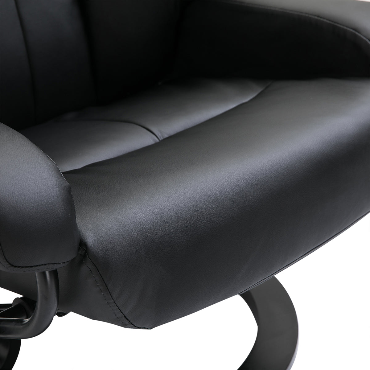 Massagesessel mit Fußhocker – 10 Vibrationspunkte, 145° verstellbare Rückenlehne, Schwarz