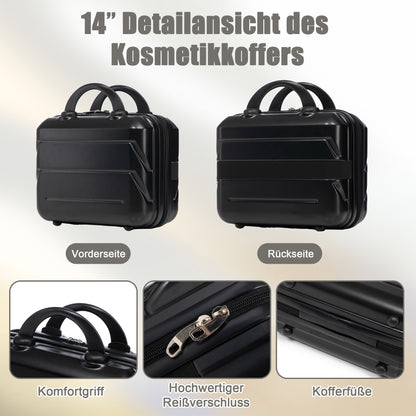 4-teiliges ABS-Kofferset 14/19/24/28 Zoll – Schwarz