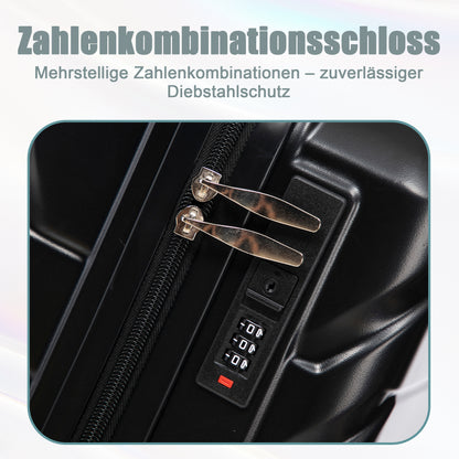 2-teiliges ABS-Kofferset 14 Zoll und 19 Zoll mit Zahlenschloss und Kosmetiktasche