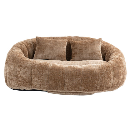 Sitzsacksofa aus Chenille, Relaxsessel mit hoher Rückenlehne, weich und komfortabel, kaffeebraun