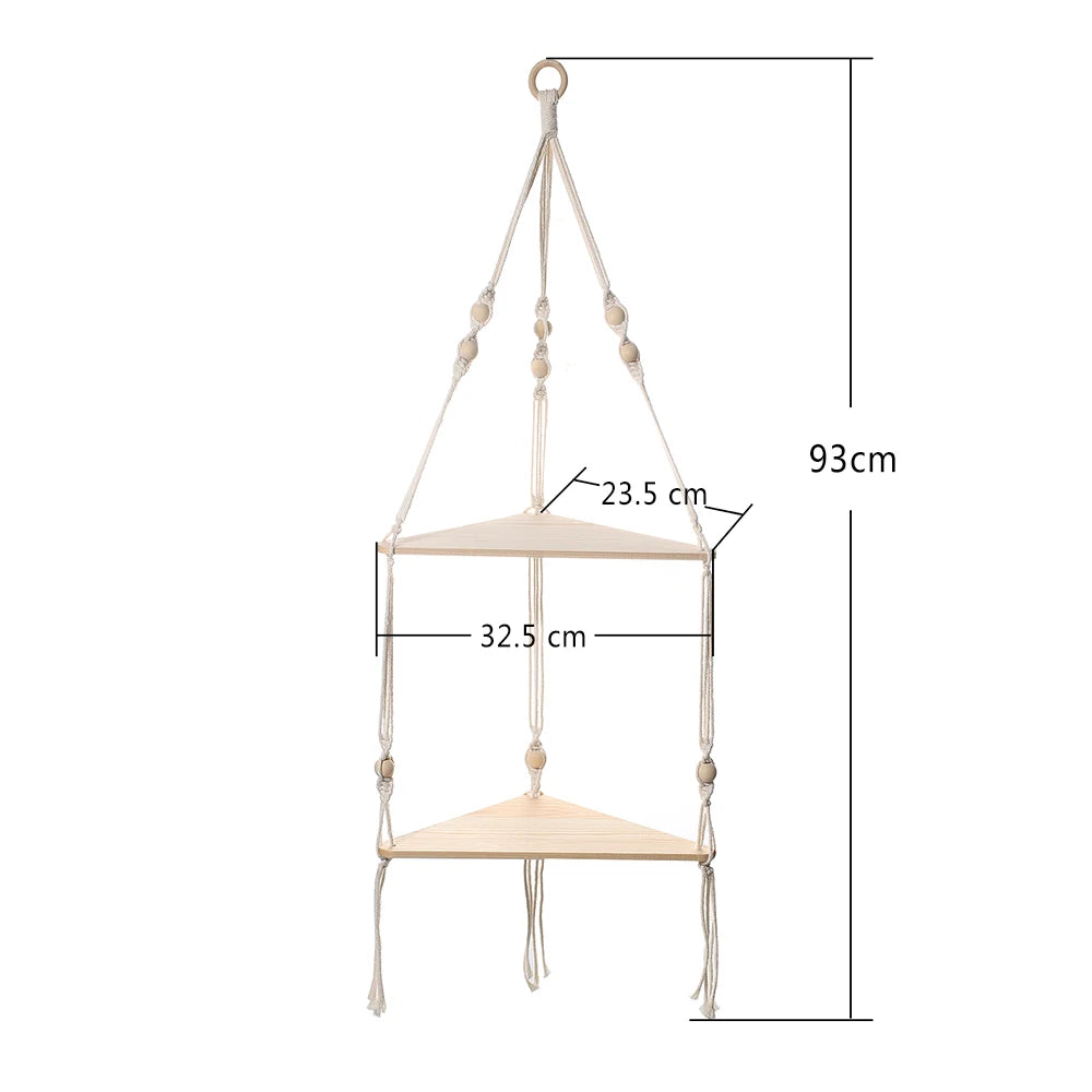 Makramee-Wandregale Boho Heimdeko – Holz & Spitze