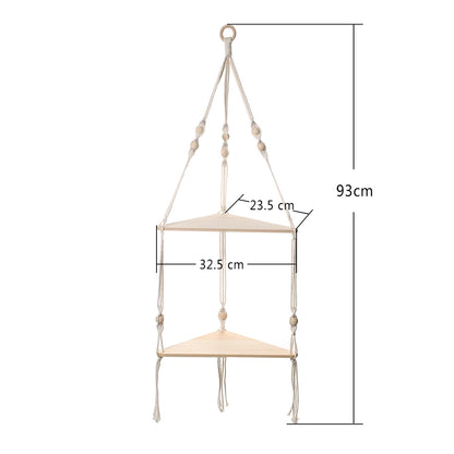 Makramee-Wandregale Boho Heimdeko – Holz & Spitze