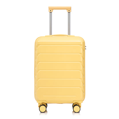 14/19 Zoll 2-teiliges ABS-Kofferset mit Zahlenschloss und 14-Zoll-Kosmetiktasche, Gelb