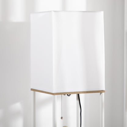 Standleuchte, Deckenfluter, Mit Regalen, Metallrahmen, Stoffschirm, 26x26x159cm, Weiß/Braun