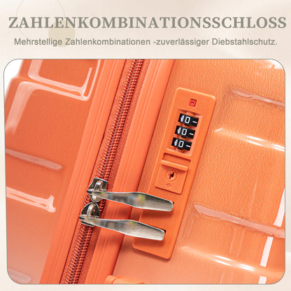 2-teiliges PC-Kofferset 14 Zoll & 20 Zoll mit Zahlenschloss und Kosmetikkoffer – Rot