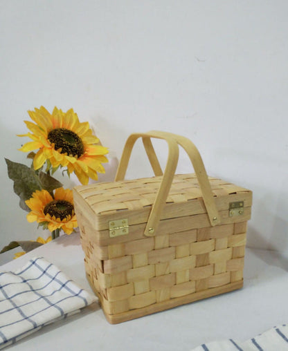 Geflochtener Holzkorb – Tragbarer Picknick- & Obstkorb