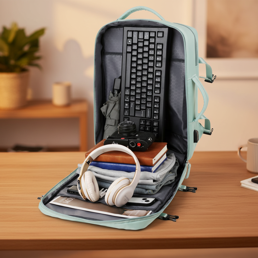 Geöffneter Rucksack – Lifestyle Hintergrund