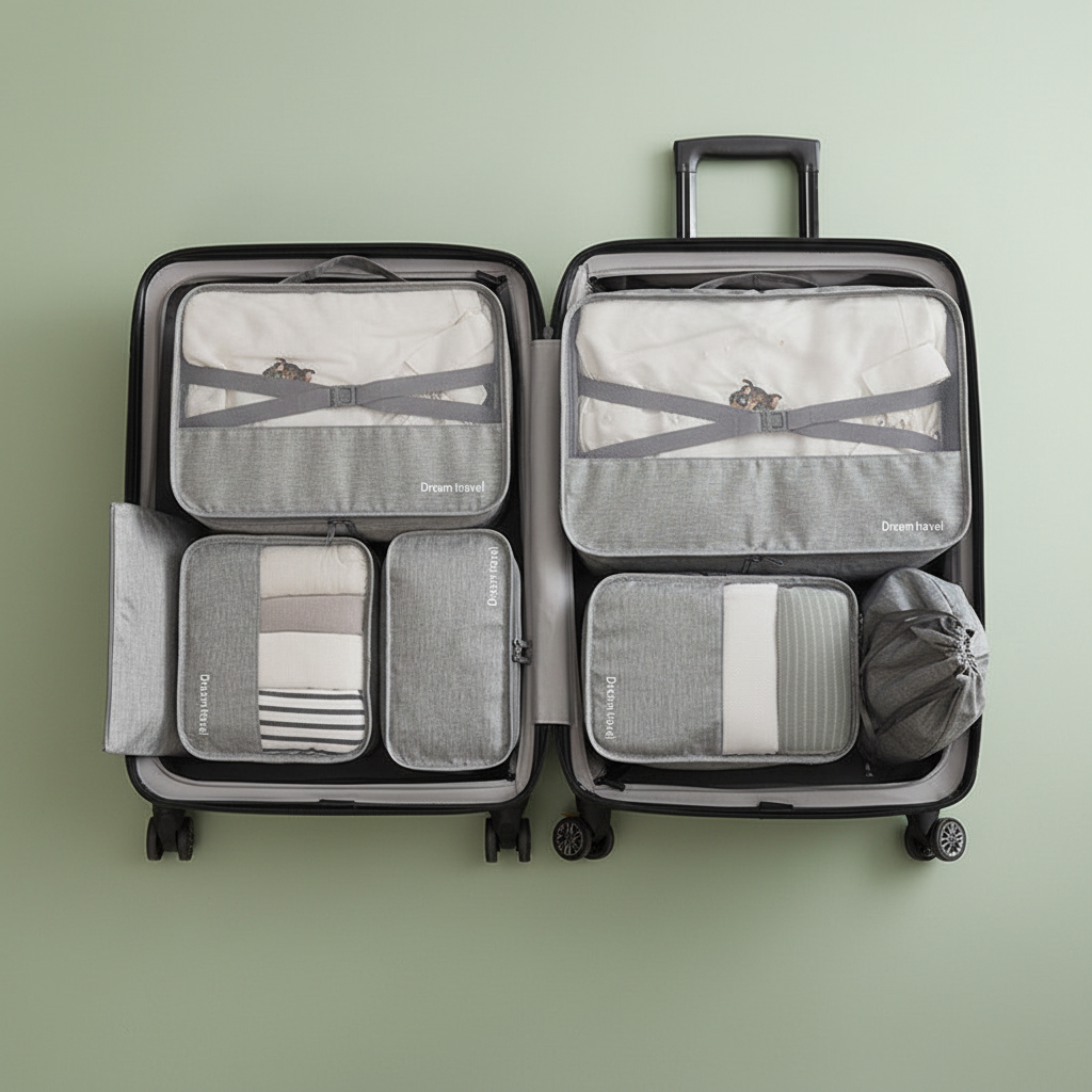 Wasserdichtes Reisetaschen-Set – 7-teilig | Organizer-Taschen für Koffer & Reise