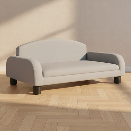 Hundebett mit Holzrahmen | 70 × 45 × 30 cm | Schlaffläche 56 × 38 cm | Dunkelgrau / Hellgrau