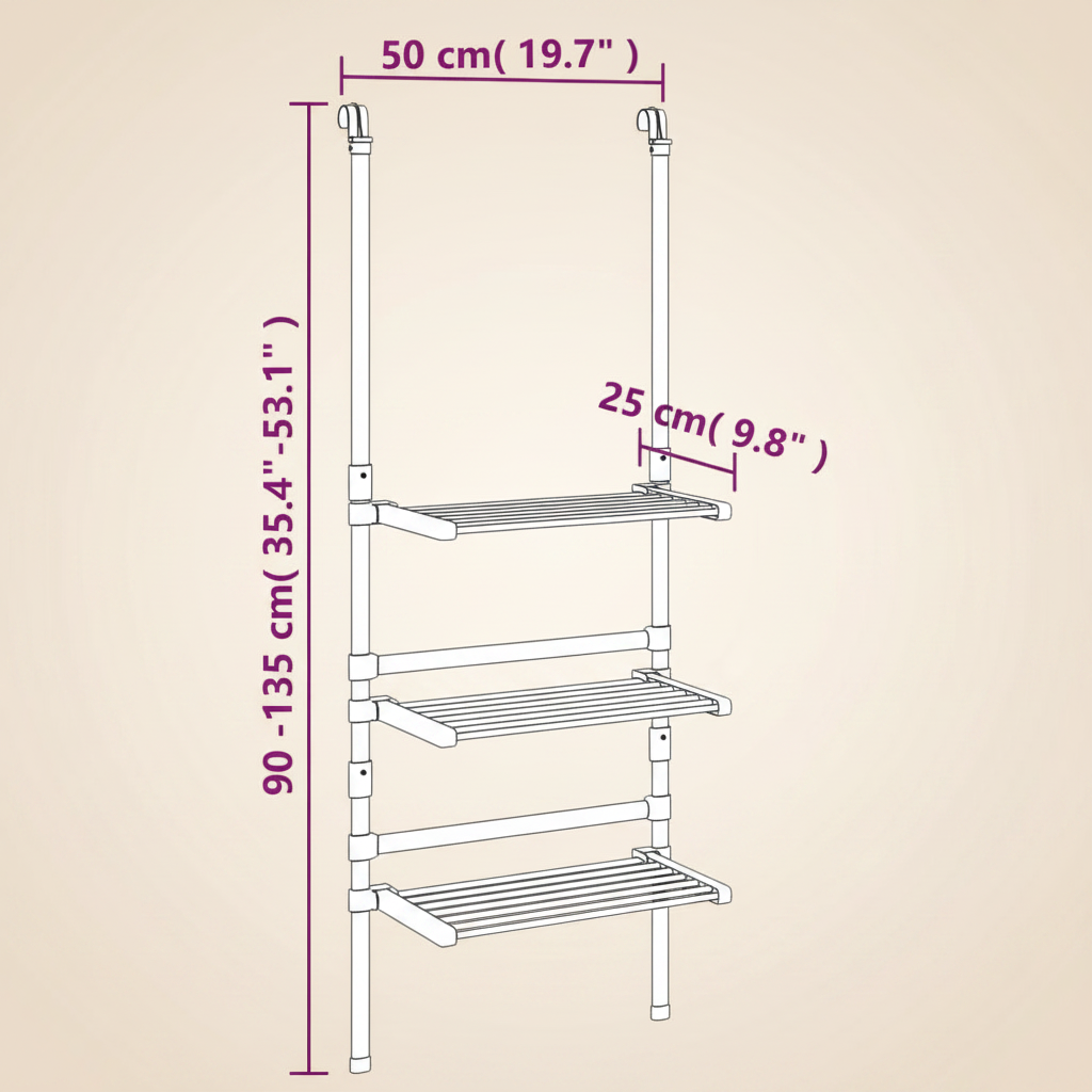 3-stöckiger Wäschetrockner aus Aluminium