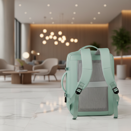 Mint Rucksack Rückenansicht – Lifestyle Hintergrund