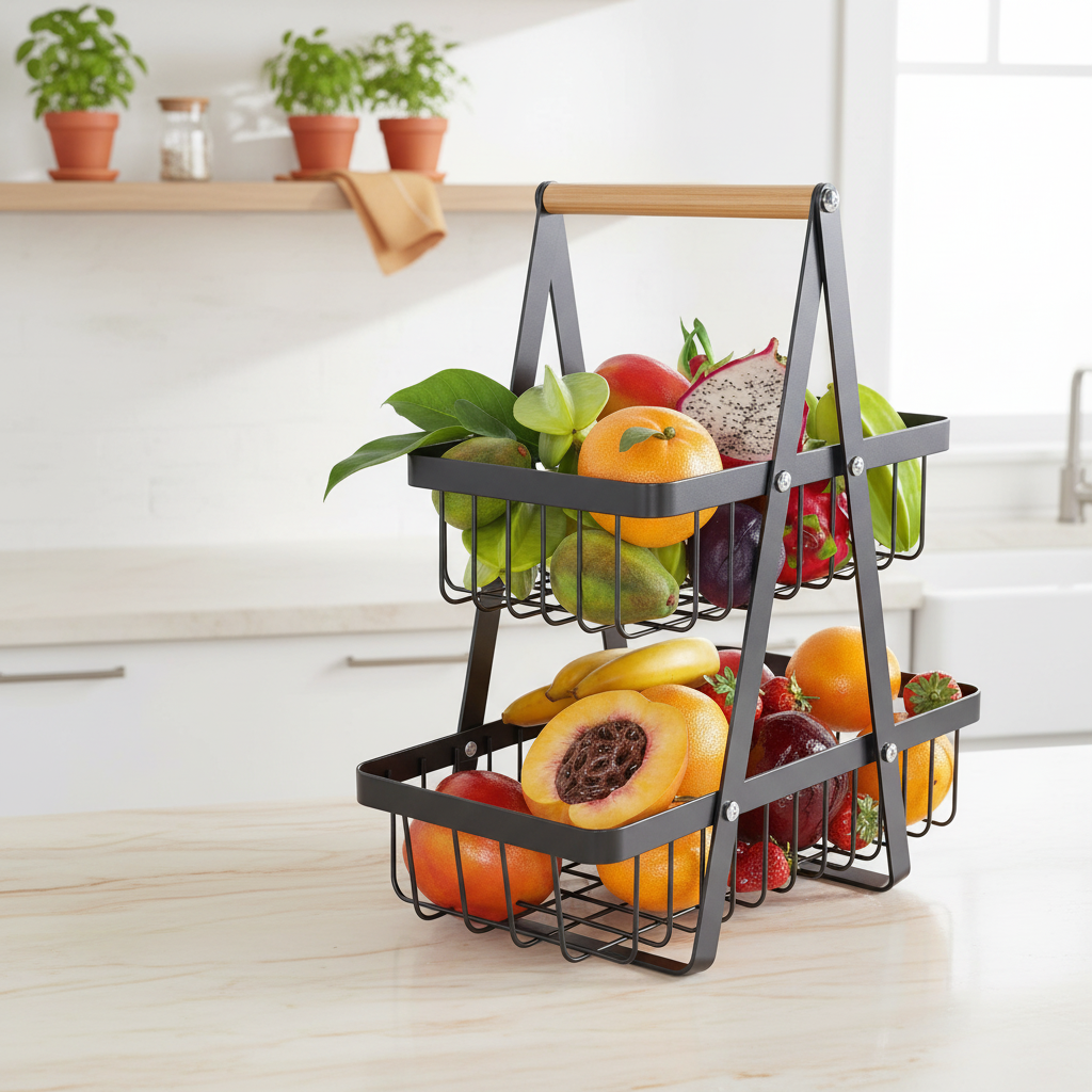2-stöckiger Obstkorb aus Edelstahl