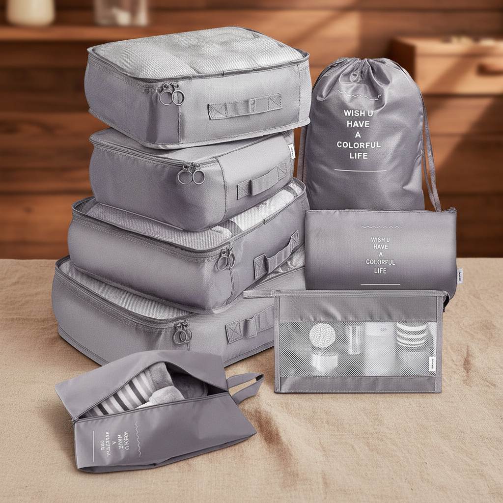 8-teiliges Reise-Organizer-Set – Packwürfel für Koffer | Kleidung, Unterwäsche, Schuhe & mehr