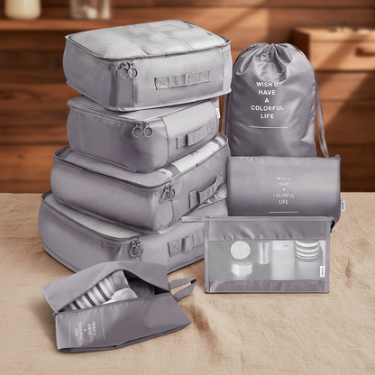 8-teiliges Reise-Organizer-Set – Packwürfel für Koffer | Kleidung, Unterwäsche, Schuhe & mehr