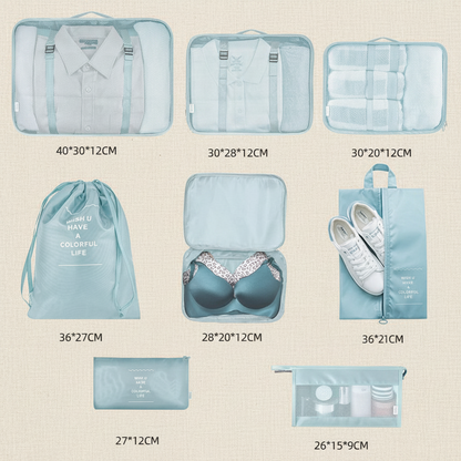 8-teiliges Reise-Organizer-Set – Packwürfel für Koffer | Kleidung, Unterwäsche, Schuhe & mehr