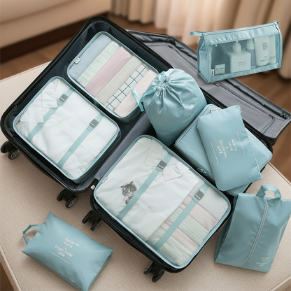 8-teiliges Reise-Organizer-Set – Packwürfel für Koffer | Kleidung, Unterwäsche, Schuhe & mehr