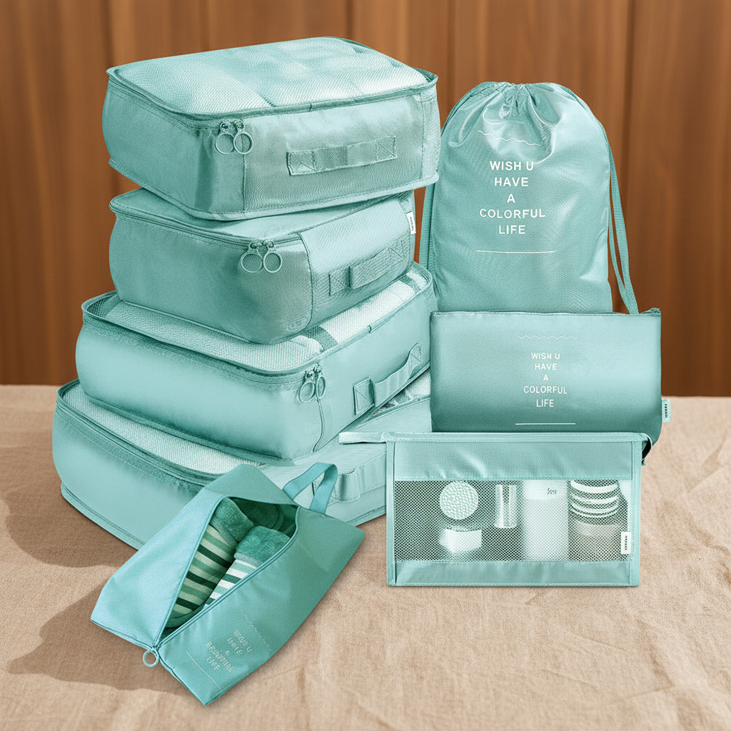 8-teiliges Reise-Organizer-Set – Packwürfel für Koffer | Kleidung, Unterwäsche, Schuhe & mehr