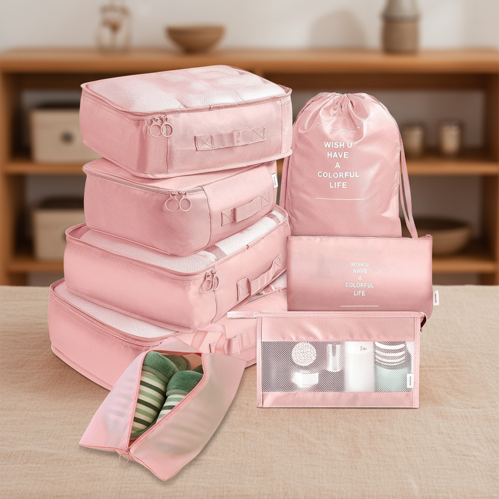 8-teiliges Reise-Organizer-Set – Packwürfel für Koffer | Kleidung, Unterwäsche, Schuhe & mehr